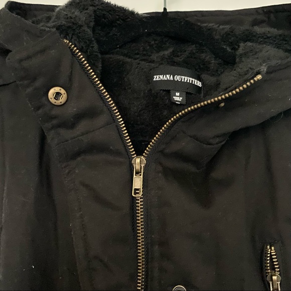 NWOT Zenana Outfitter Fur Lined Zip/Button/Hood Drawstring Vest BLACK SIZE M - Picture 12 of 13